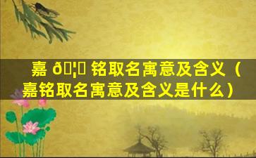 嘉 🦁 铭取名寓意及含义（嘉铭取名寓意及含义是什么）